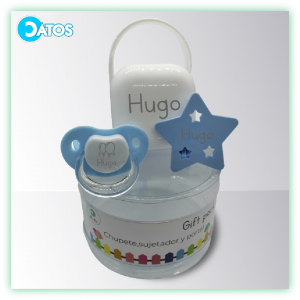 Pack chupete cadena porta chupetes personalizable para bebe silicona
