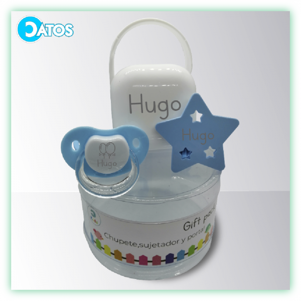 Pack chupete cadena porta chupetes personalizable para bebe silicona